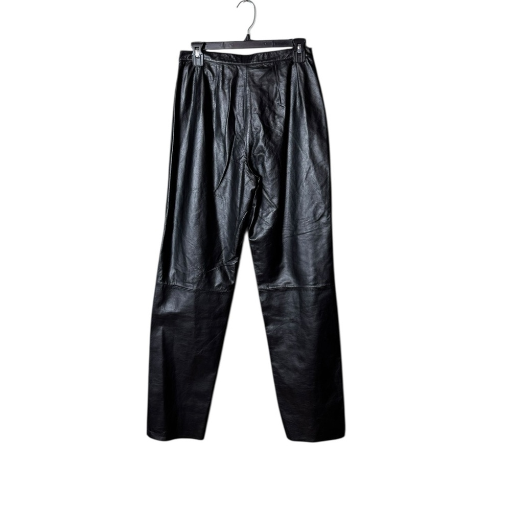 Vintage Y2K Leather Black Pants Size 8 90s Retro Biker Whimsigoth Grunge - Picture 3 of 5